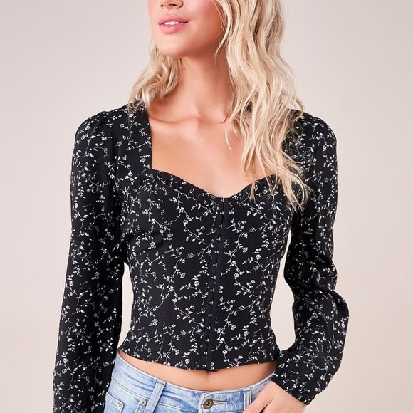 Sugarlips Tops - Floral Bustier Crop Top, M